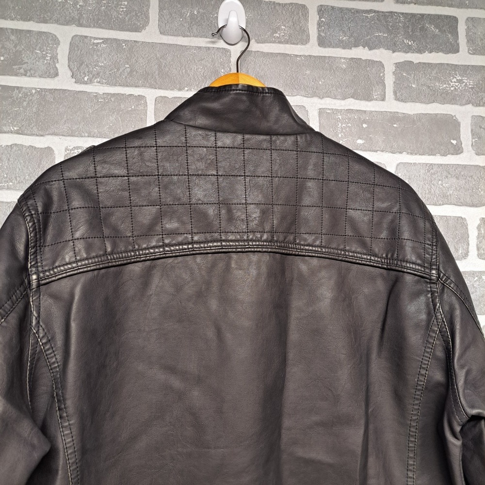 David Outerwear Mens PU Leather Black Full Zip Pockets Jacket Size Large - Picture 11 of 15